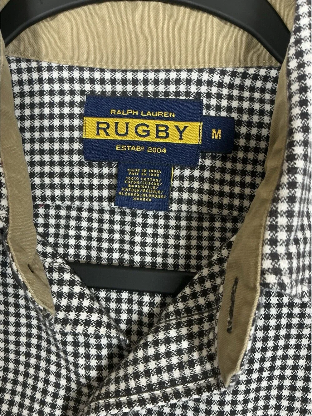 Ralph Lauren Polo shirt men Medium Houndstooth Rugby